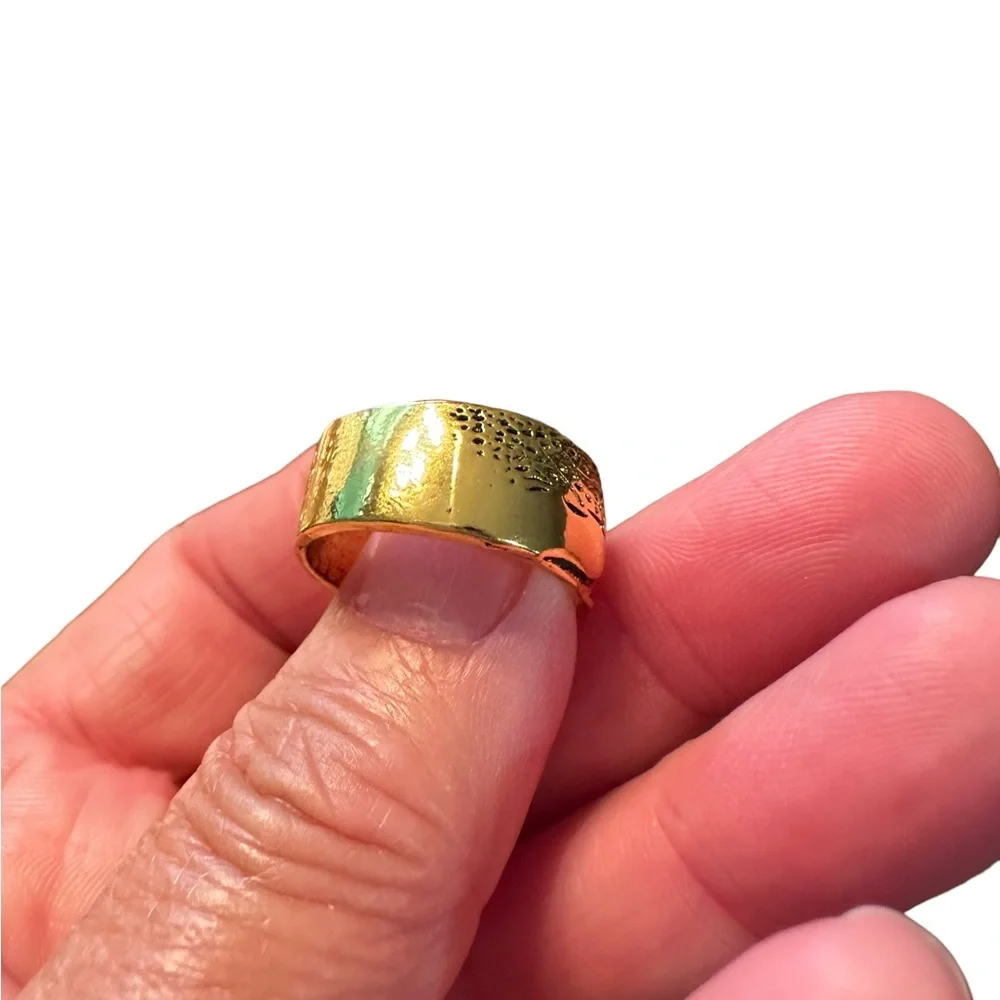 Tree of Life Gold Engraved Ring